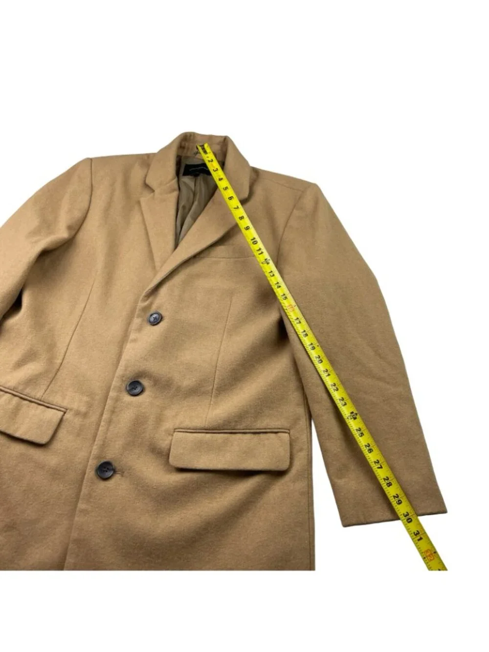 Banana Republic Men's Wool Blend 3-Button Trench Overcoat Khaki/Tan • Large